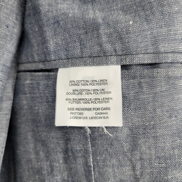 J. Crew Ludlow Cotton Linen Blazer Jacket Sz 38R - Picture 5 of 5